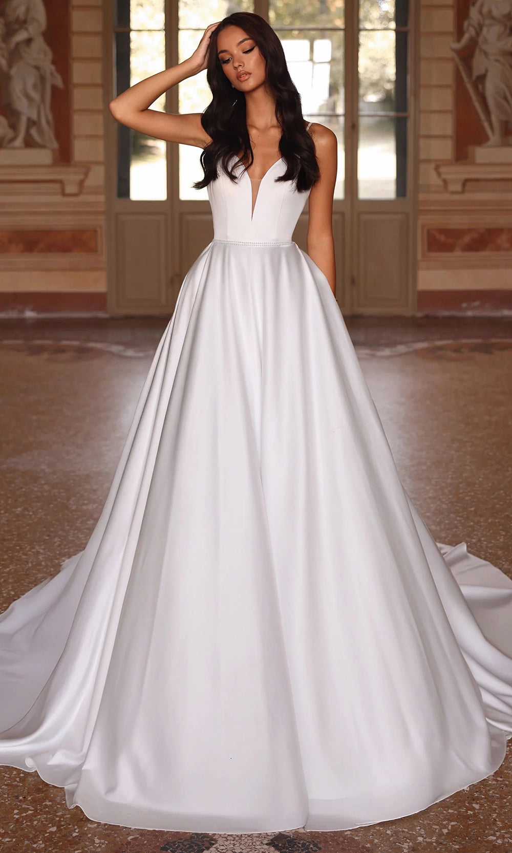 Alyce Paris 7024 - Plunging A-line Dress with Button Back - view 4