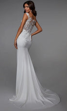 Alyce Paris 7026 - Off Shoulder Sheath Gown with Floral Lace - detail view