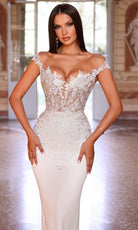 Alyce Paris 7026 - Off Shoulder Sheath Gown with Floral Lace - view 8