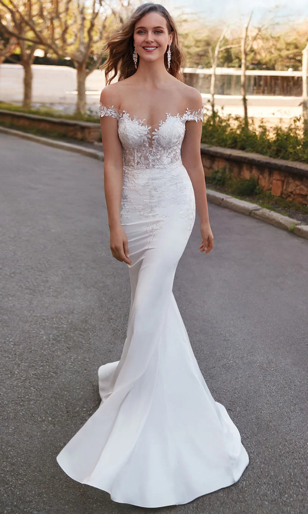 Alyce Paris 7026 - Off Shoulder Sheath Gown with Floral Lace - view 5