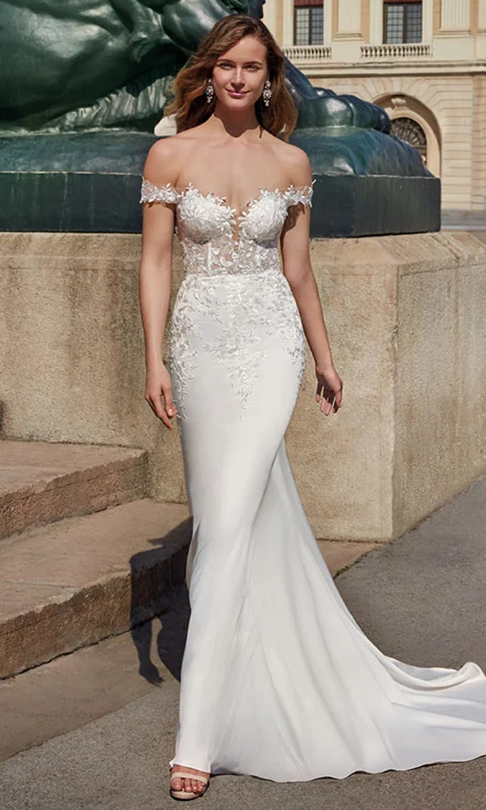 Alyce Paris 7026 - Off Shoulder Sheath Gown with Floral Lace - view 6