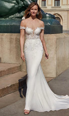 Alyce Paris 7026 - Off Shoulder Sheath Gown with Floral Lace - view 6