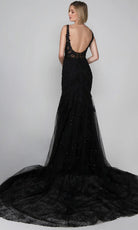 Alyce Paris 7029 - Plunging Trumpet Dress with Embroidered Detail - view 4