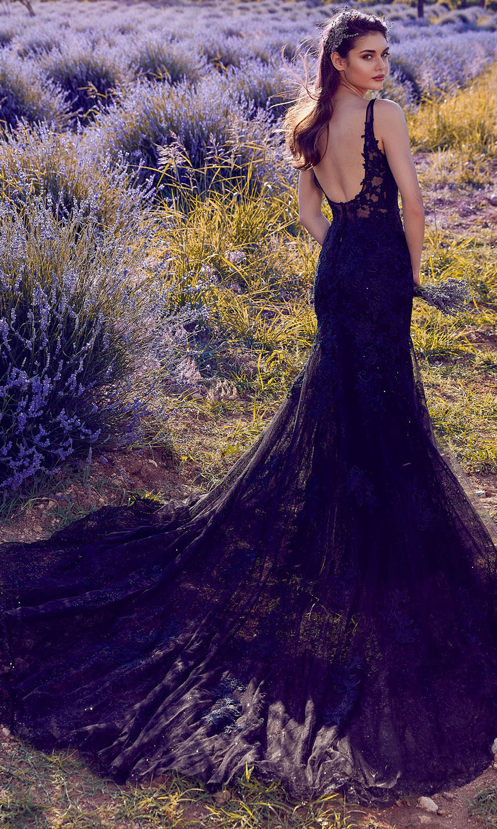 Alyce Paris 7029 - Plunging Trumpet Dress with Embroidered Detail - view 7