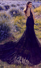 Alyce Paris 7029 - Plunging Trumpet Dress with Embroidered Detail - view 7