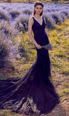 Alyce Paris 7029 - Plunging Trumpet Dress with Embroidered Detail - view 6