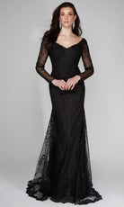 Alyce Paris 7030 - Long Sleeve Embroidered Tulle Dress - designer mother of the bride dress at Silhouette Dresses