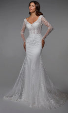 Alyce Paris 7030 - Long Sleeve Embroidered Tulle Dress - view 7