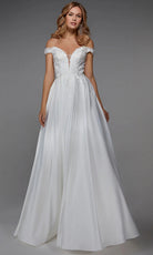 Alyce Paris 7034 - Plunging Off Shoulder A-Line Gown - designer wedding dress at Silhouette Dresses