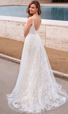 Alyce Paris 7036 - Plunging A-line Dress with Floral Appliques - back view