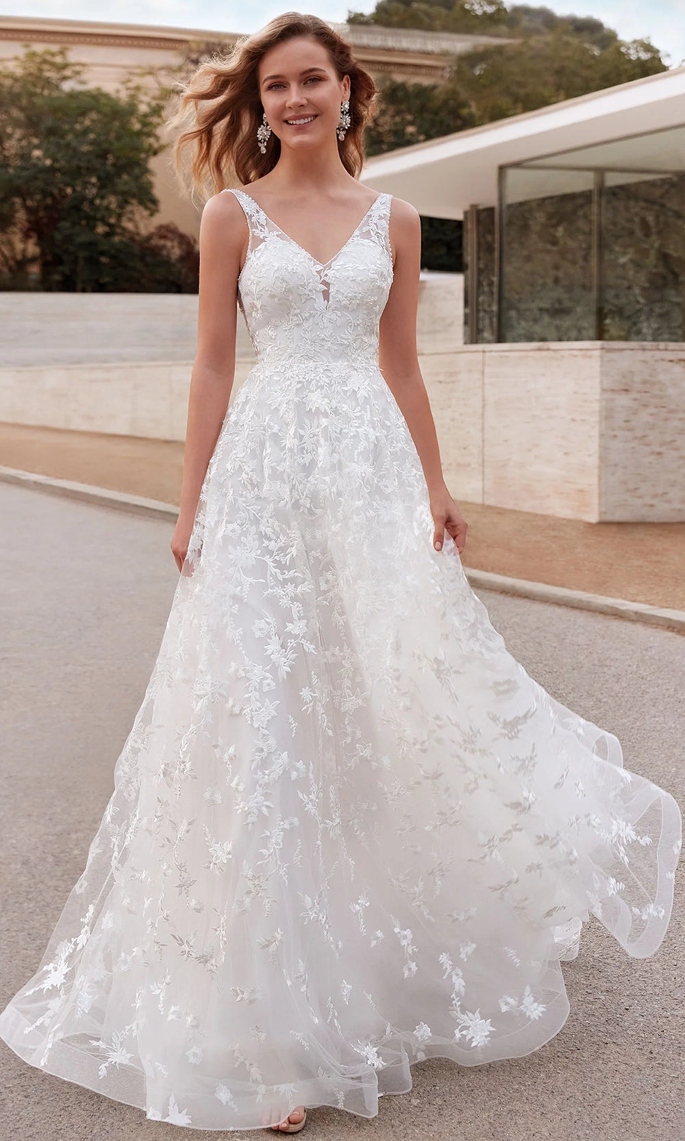 Alyce Paris 7037 - Floral Lace Low V-Back Gown - back view
