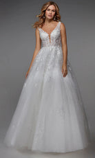 Alyce Paris 7039 - Lace Corset Bodice Plunging Ballgown - designer wedding dress at Silhouette Dresses