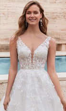 Alyce Paris 7039 - Lace Corset Bodice Plunging Ballgown - detail view