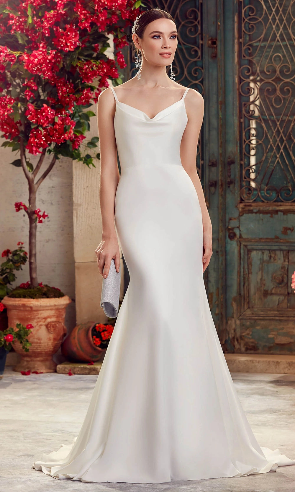 Alyce Paris 7051 - Sleek Satin Gown with Cowl Neckline - back view