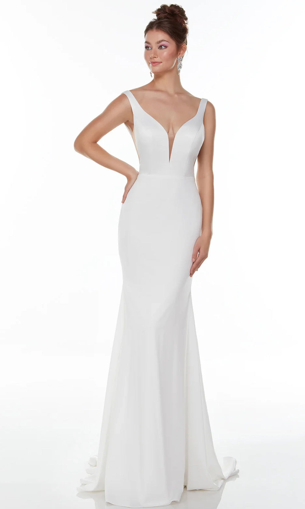 Alyce Paris 7052 - Plunging Neckline Sheer Side Bridal Gown - designer wedding dress at Silhouette Dresses