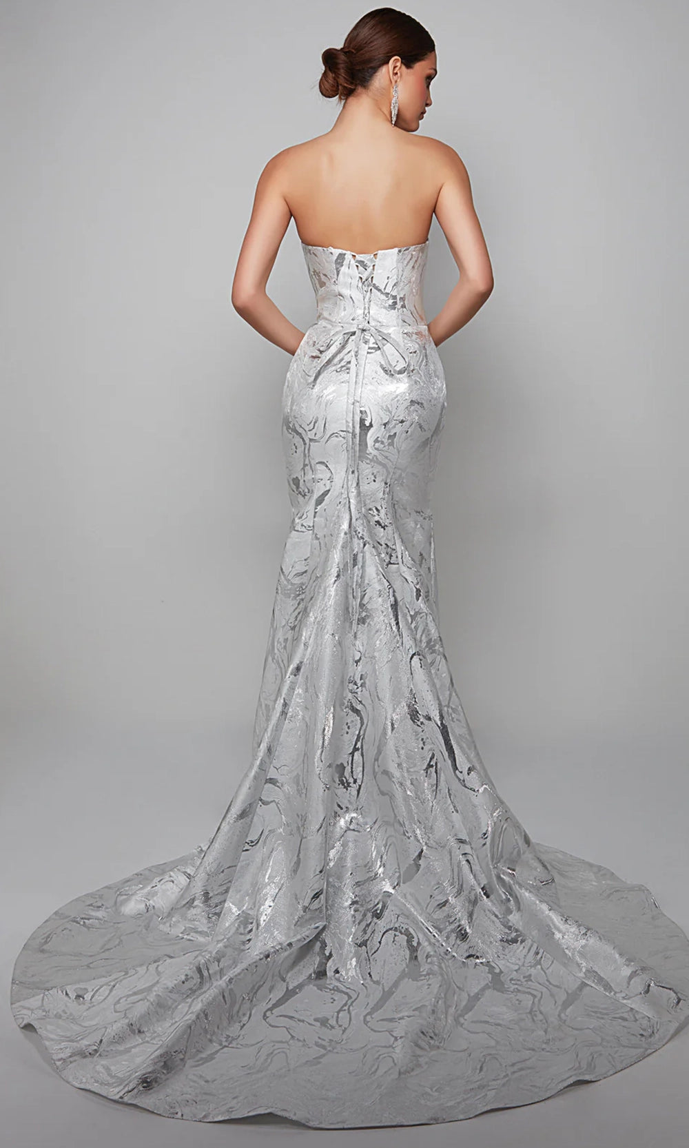 Alyce Paris 7055 - Jacquard Strapless Trumpet Gown - back view