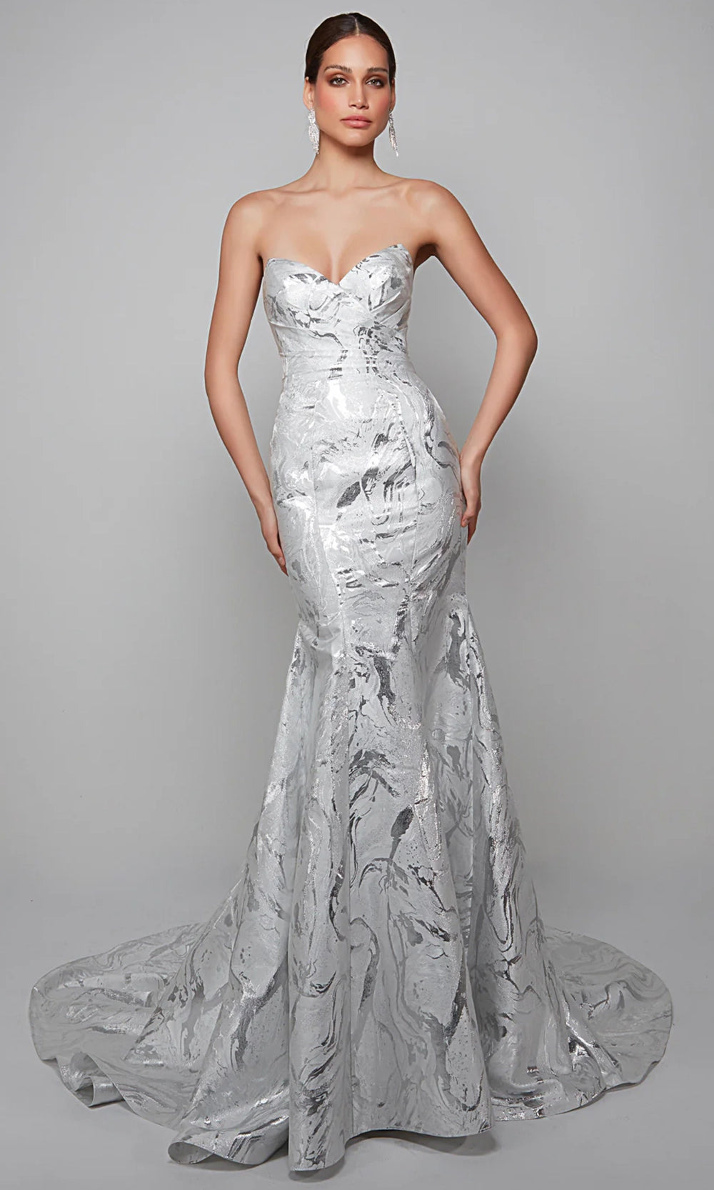 Alyce Paris 7055 - Jacquard Strapless Trumpet Gown - detail view