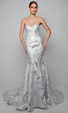 Alyce Paris 7055 - Jacquard Strapless Trumpet Gown - detail view