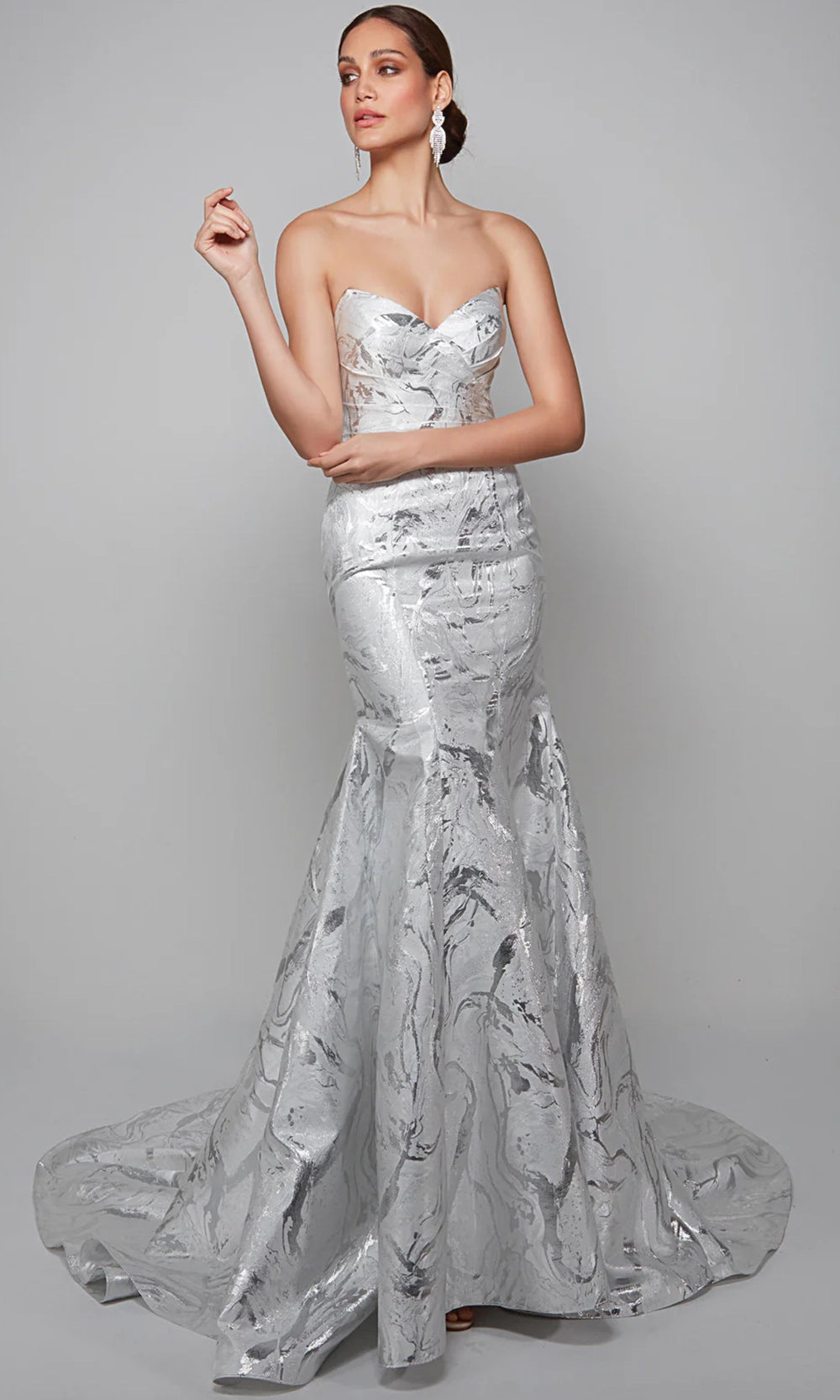 Alyce Paris 7055 - Jacquard Strapless Trumpet Gown - view 5