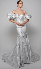 Alyce Paris 7055 - Jacquard Strapless Trumpet Gown - view 8