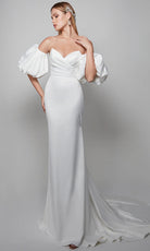 Alyce Paris 7056 - Sweetheart Sheath Dress with Puff Sleeves - detail view