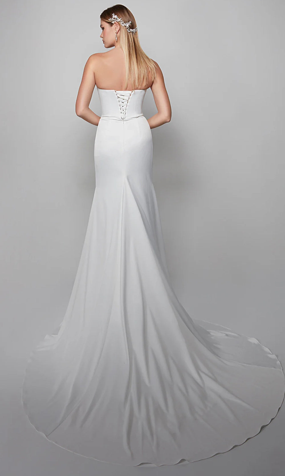 Alyce Paris 7056 - Sweetheart Sheath Dress with Puff Sleeves - back view