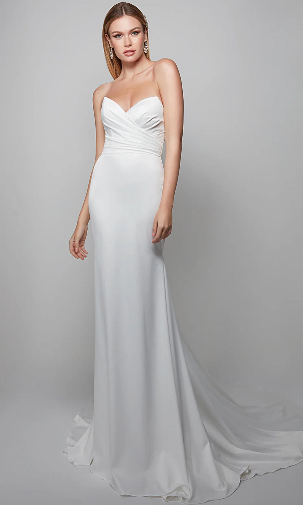 Alyce Paris 7056 - Sweetheart Sheath Dress with Puff Sleeves - designer wedding dress at Silhouette Dresses