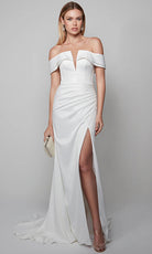 Alyce Paris 7058 - Off Shoulder Slit Wedding Gown - designer wedding dress at Silhouette Dresses