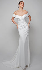 Alyce Paris 7059 - Wrapped Off Shoulder Sheath Gown - designer wedding dress at Silhouette Dresses