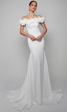 Alyce Paris 7061 - Floral Off Shoulder Trumpet Dress - designer wedding dress at Silhouette Dresses