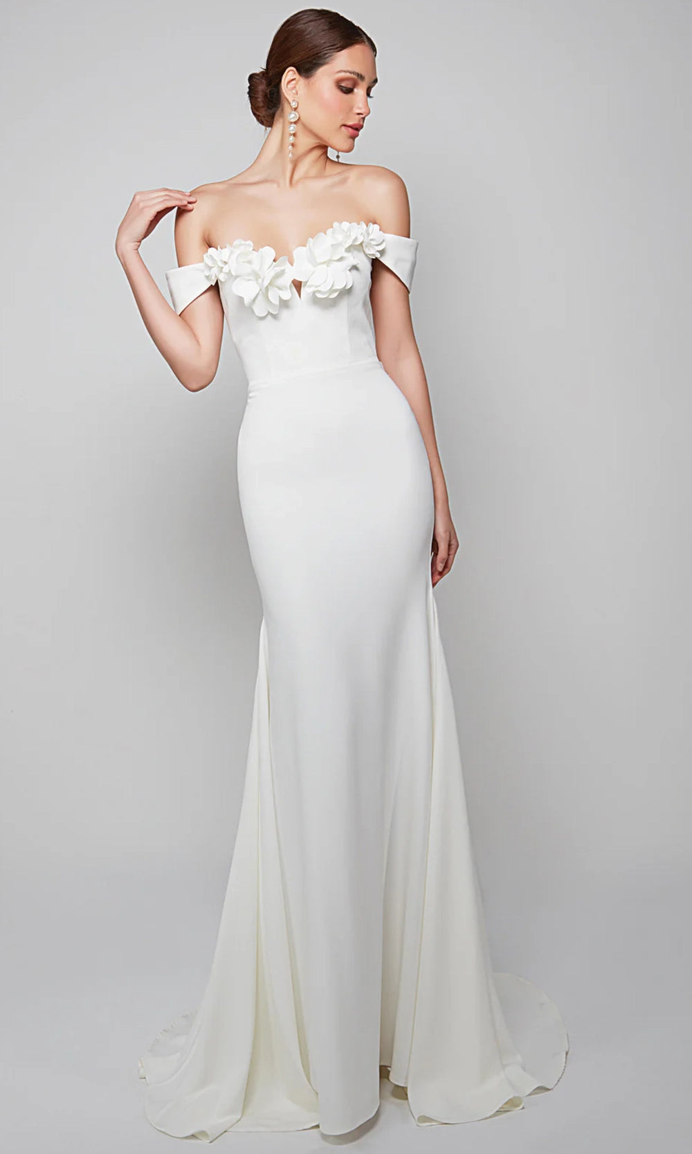 Alyce Paris 7062 - Off Shoulder Floral Appliqued Gown - designer wedding dress at Silhouette Dresses