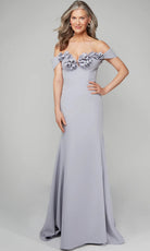 Alyce Paris 7062 - Off Shoulder Floral Appliqued Gown - view 7