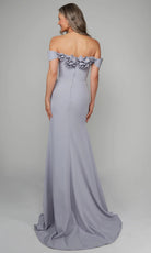 Alyce Paris 7062 - Off Shoulder Floral Appliqued Gown - view 8