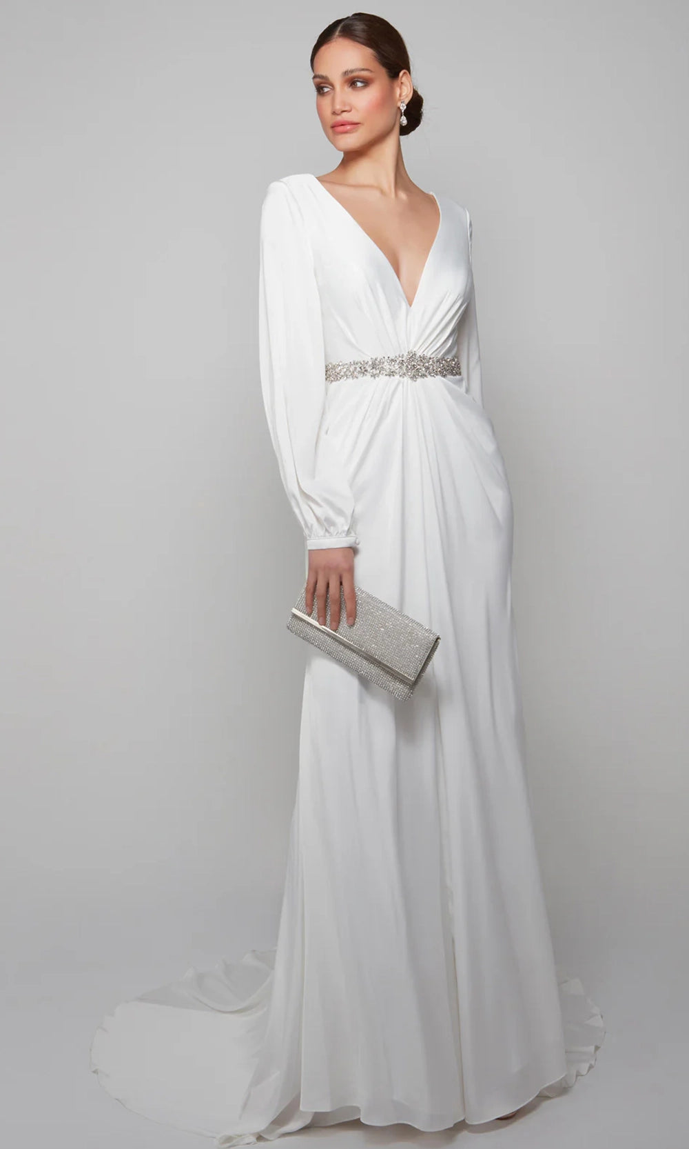 Alyce Paris 7070 - Long Sleeve Bridal Dress with Beading - back view