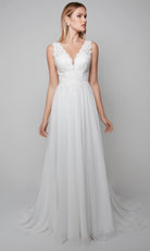 Alyce Paris 7071 - Scalloped Lace V-Neck Wedding Gown - designer wedding dress at Silhouette Dresses