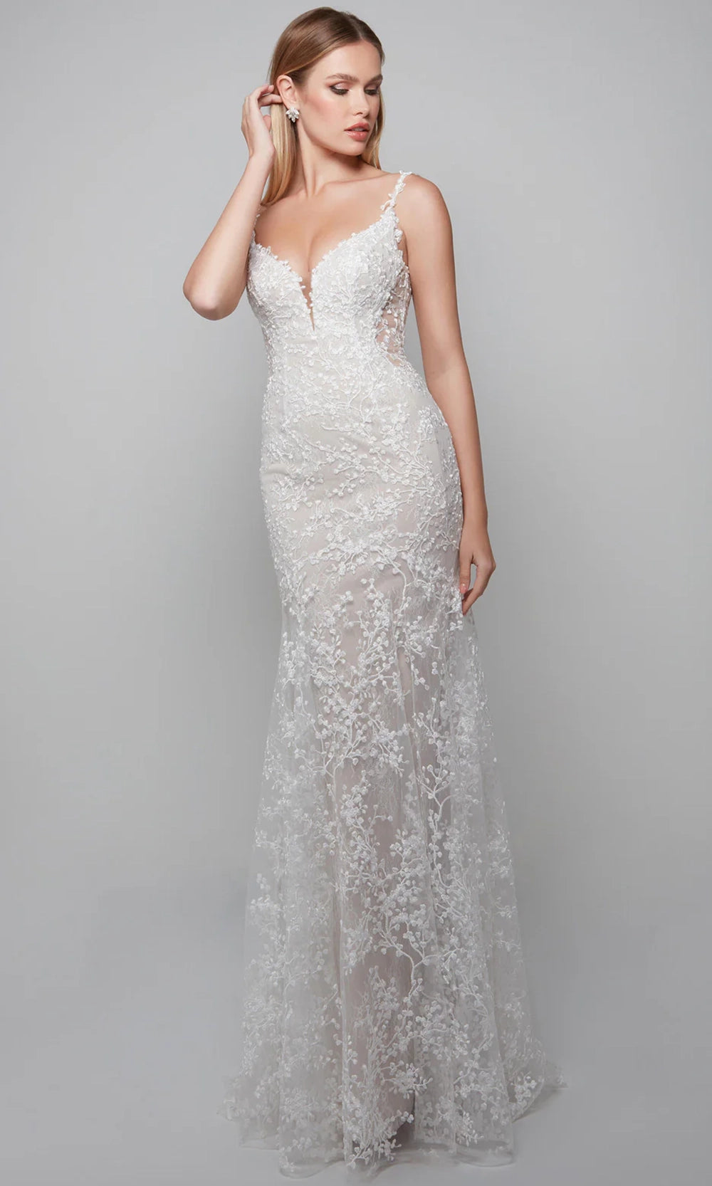 Alyce Paris 7077 - Fitted V-Neck Dress with Lace Applique - designer wedding dress at Silhouette Dresses