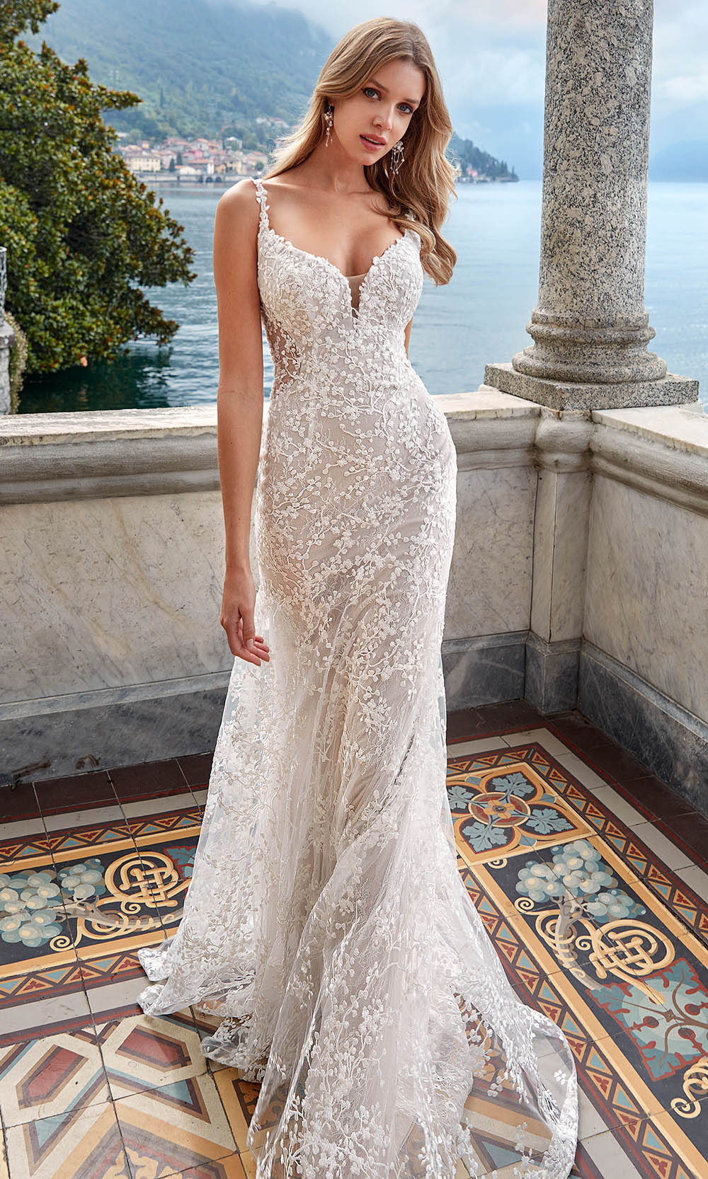 Alyce Paris 7077 - Fitted V-Neck Dress with Lace Applique - view 4