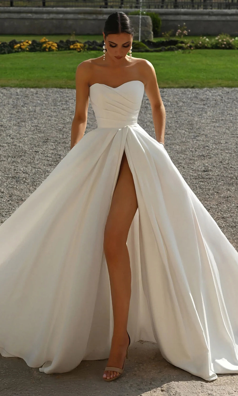 Alyce Paris 7088 - Strapless A-line Wedding Gown with Slit - back view