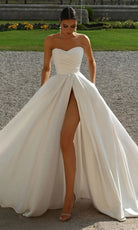 Alyce Paris 7088 - Strapless A-line Wedding Gown with Slit - back view
