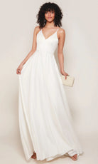 Alyce Paris 7089 - Minimalist V-Neck A-line Dress - back view