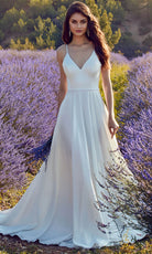 Alyce Paris 7089 - Minimalist V-Neck A-line Dress - view 4