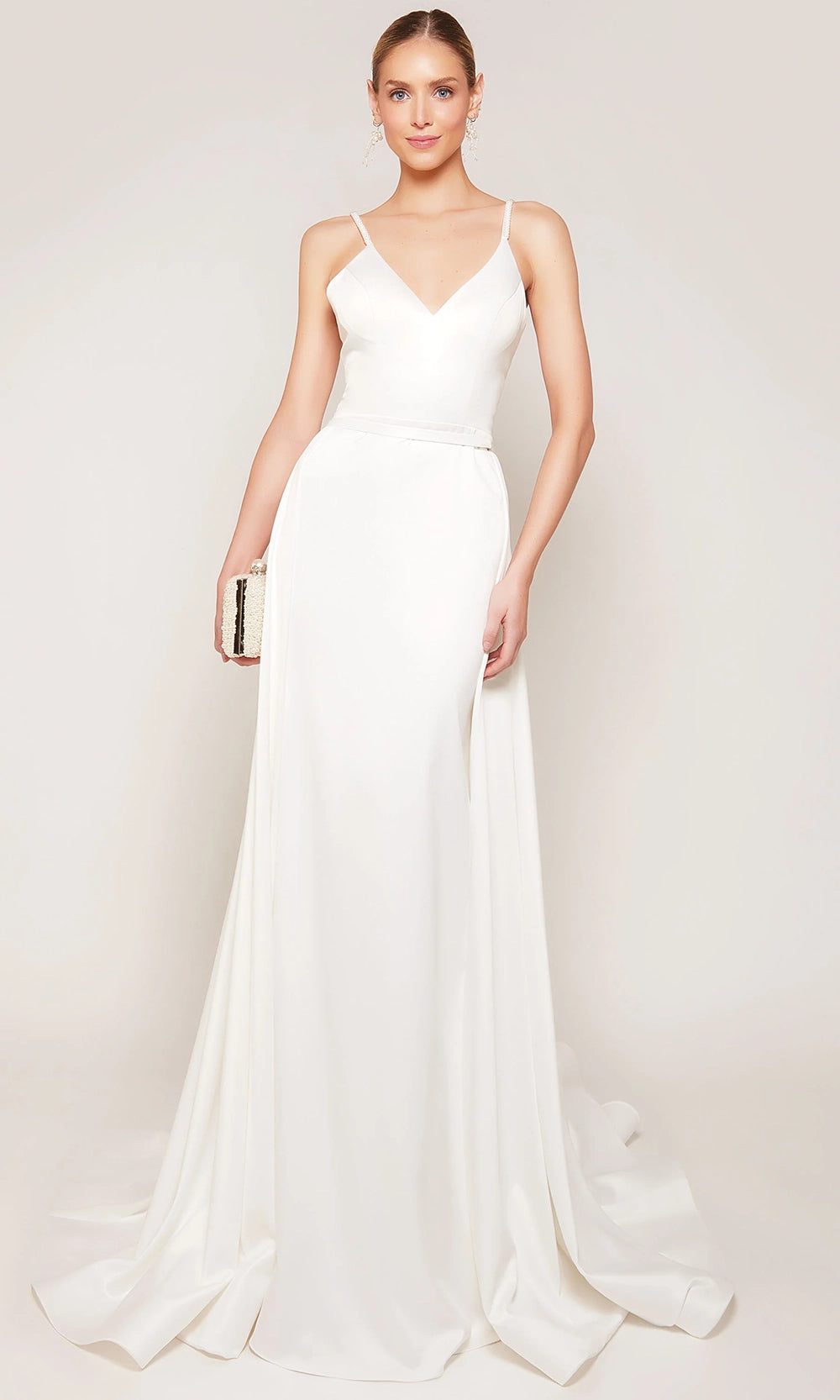 Alyce Paris 7090 - Beaded Strap Satin Dress with Overskirt - designer wedding dress at Silhouette Dresses