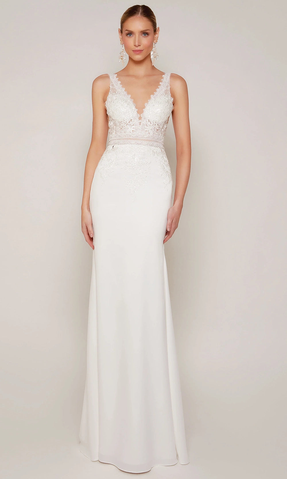 Alyce Paris 7097 - Lace Illusion Bodice Sheath Dress - detail view