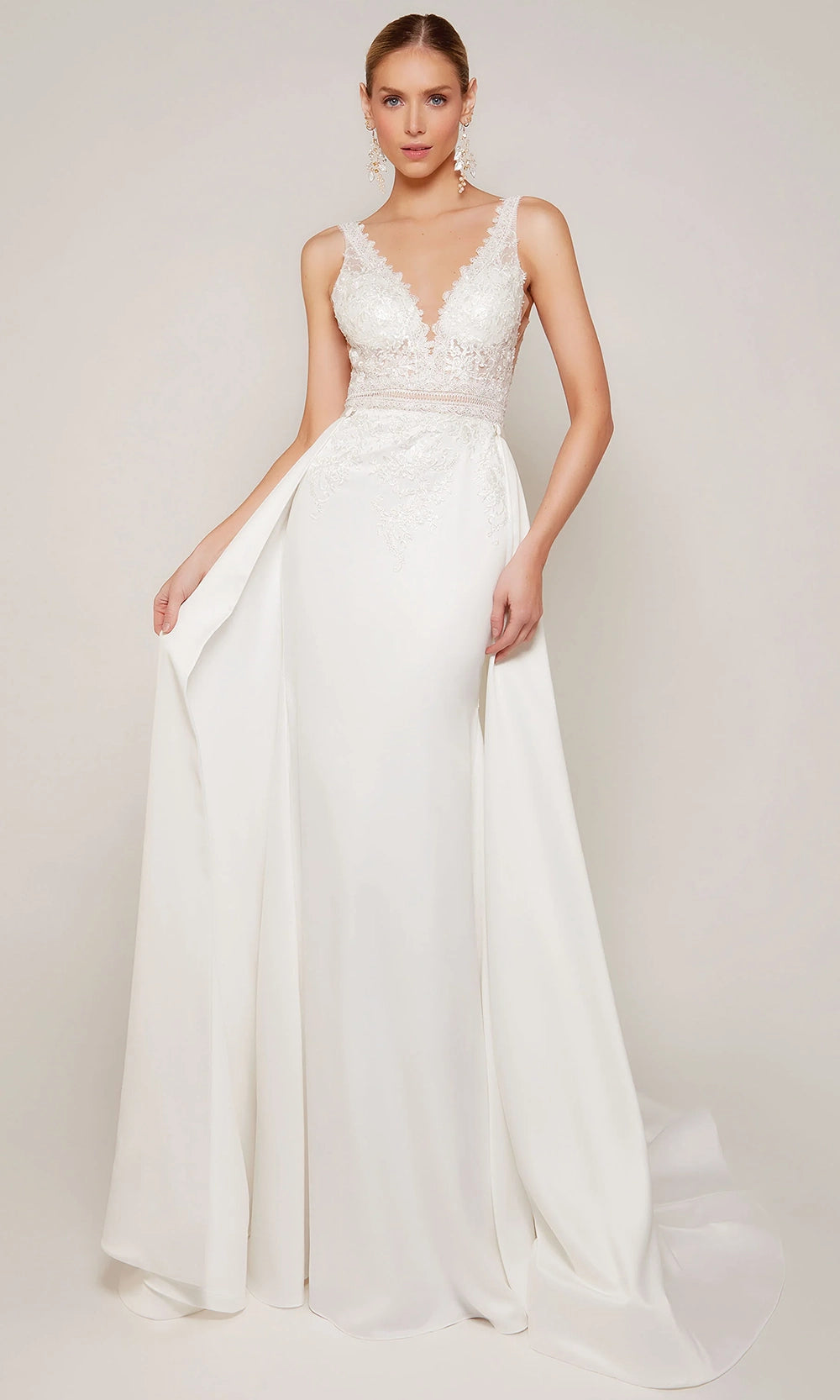 Alyce Paris 7097 - Lace Illusion Bodice Sheath Dress - designer wedding dress at Silhouette Dresses