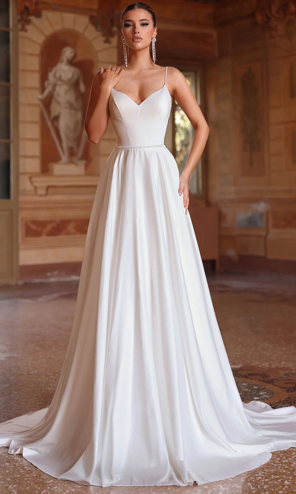 Alyce Paris 7099 - Deep V-Neckline Beaded Trim Dress - back view