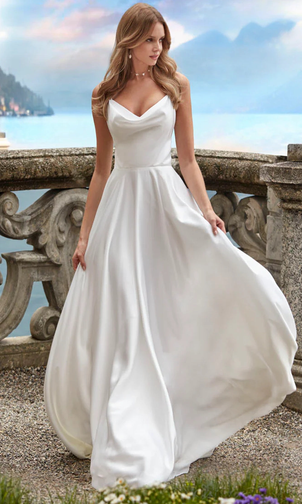 Alyce Paris 7100 - Cowl Neckline Sleeveless Satin Gown - view 5