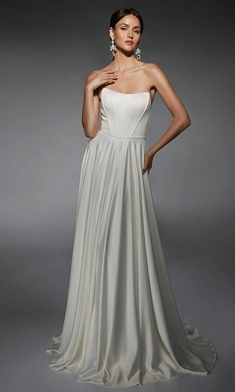 Alyce Paris 7110 - Scoop Neckline Beaded Waist Bridal Gown - designer wedding dress at Silhouette Dresses