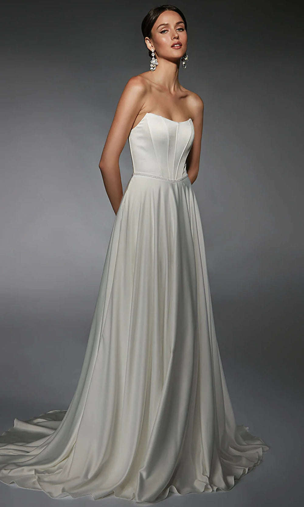 Alyce Paris 7110 - Scoop Neckline Beaded Waist Bridal Gown - back view