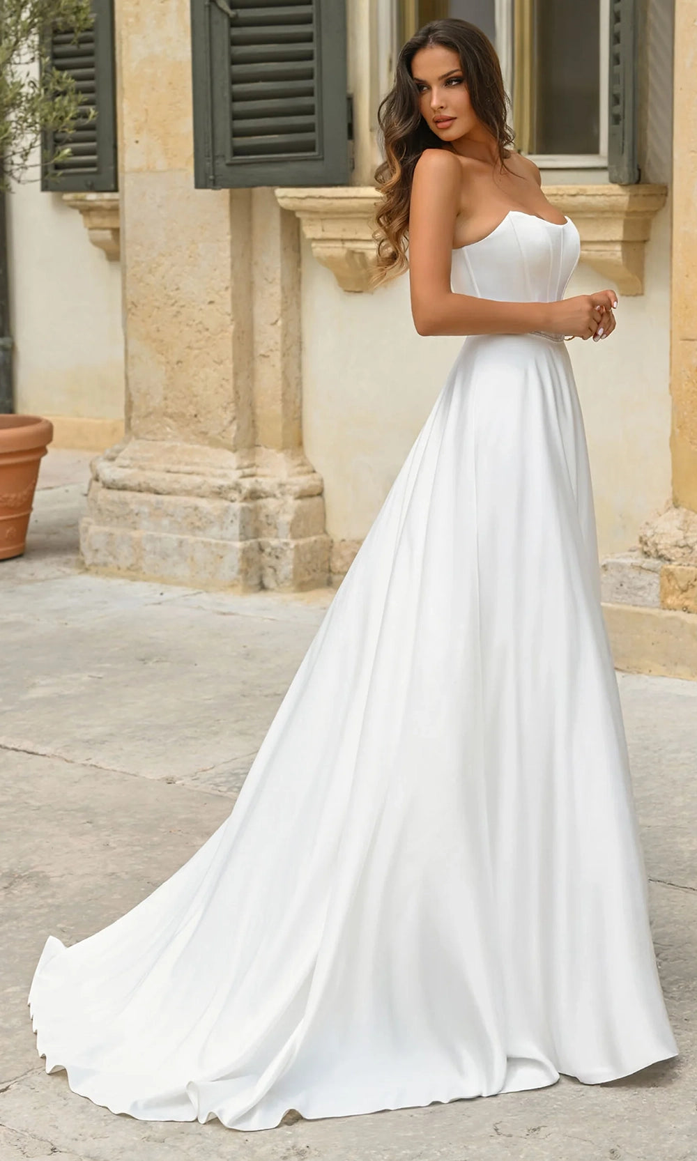 Alyce Paris 7110 - Scoop Neckline Beaded Waist Bridal Gown - detail view