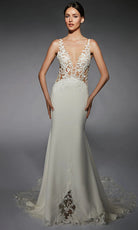 Alyce Paris 7117 - Floral Appliqued Illusion Trumpet Gown - designer wedding dress at Silhouette Dresses